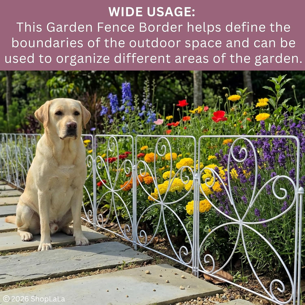 ShopLaLa Garden Fence (10 Panels) 12.5in(L) x 16.5in(H) Rustproof White Metal...