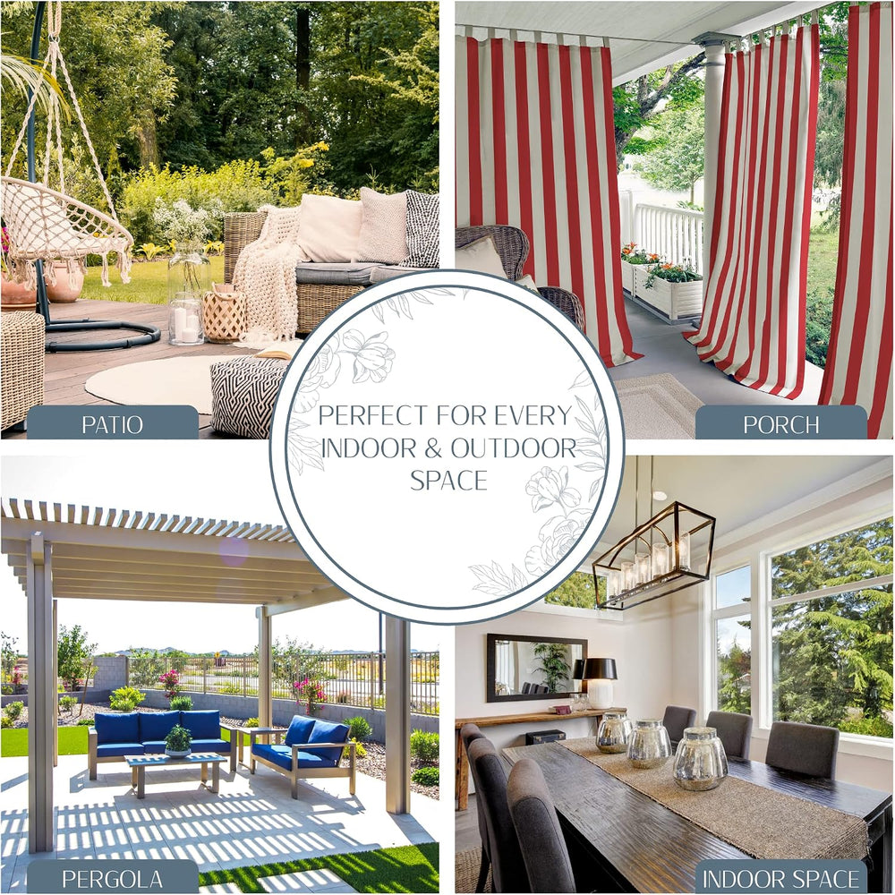 Elrene Home Fashions Highland Stripe Indoor/Outdoor Curtain Panel, 50 inches ...