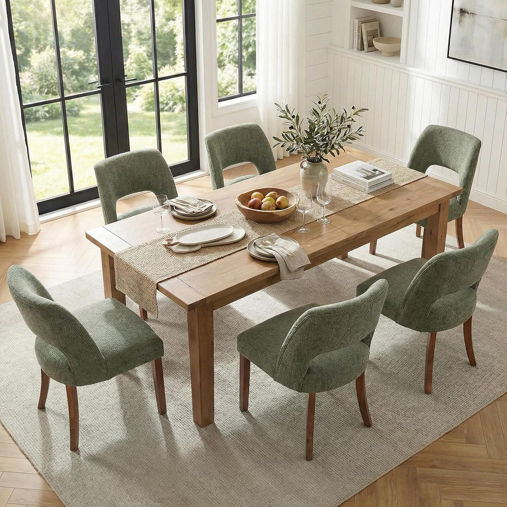 keoni Wooden Dining Chairs Set of 4 with Rubberwood Legs and Open Back