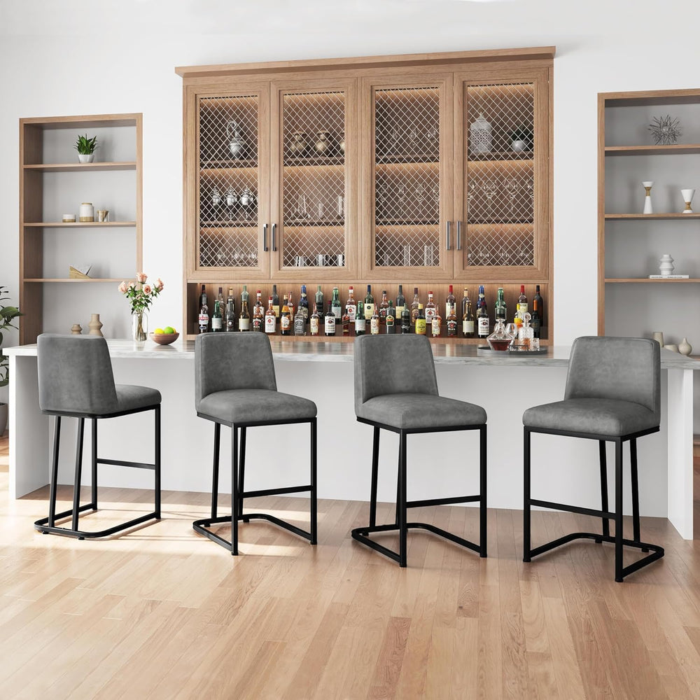 Yaheetech 24'' Bar Stools Set of 2, Leather Counter Height Bar Stools...