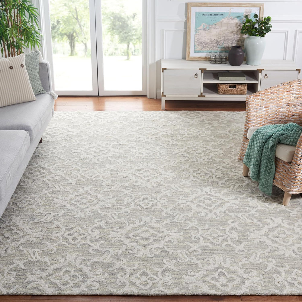 SAFAVIEH Blossom Collection Area Rug - 10' x 14', Grey & Ivory, C...