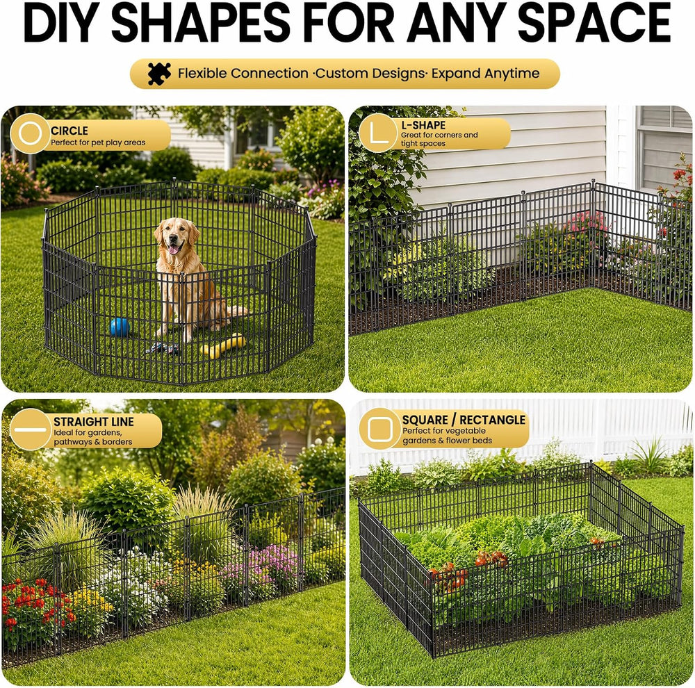 No Dig Garden Fence, Dog Fencing Outdoor for Yard, 10 Panels
