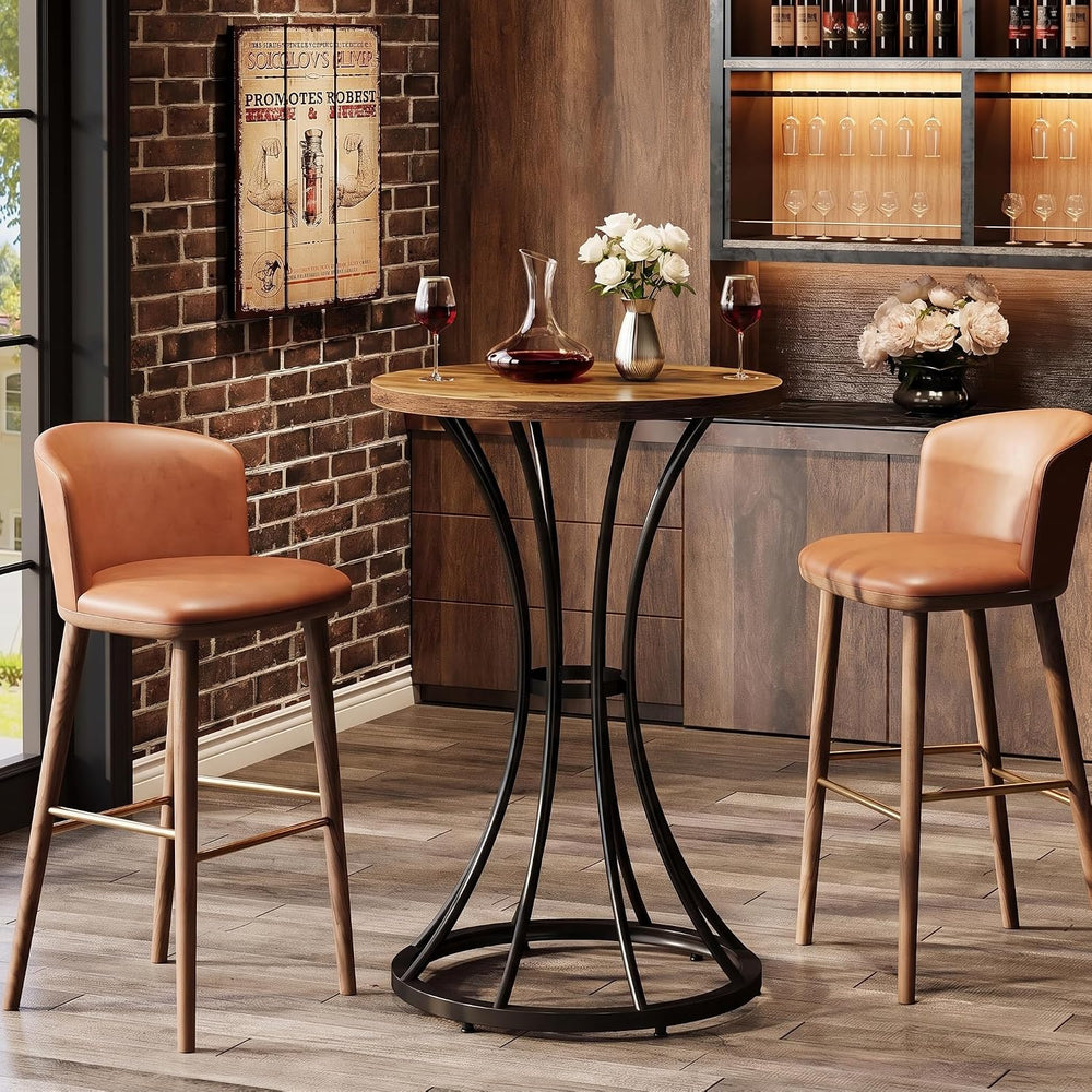 Tribesigns 37.4" H Bar Table, Round Bar Table with Curved Metal Base, Ba...