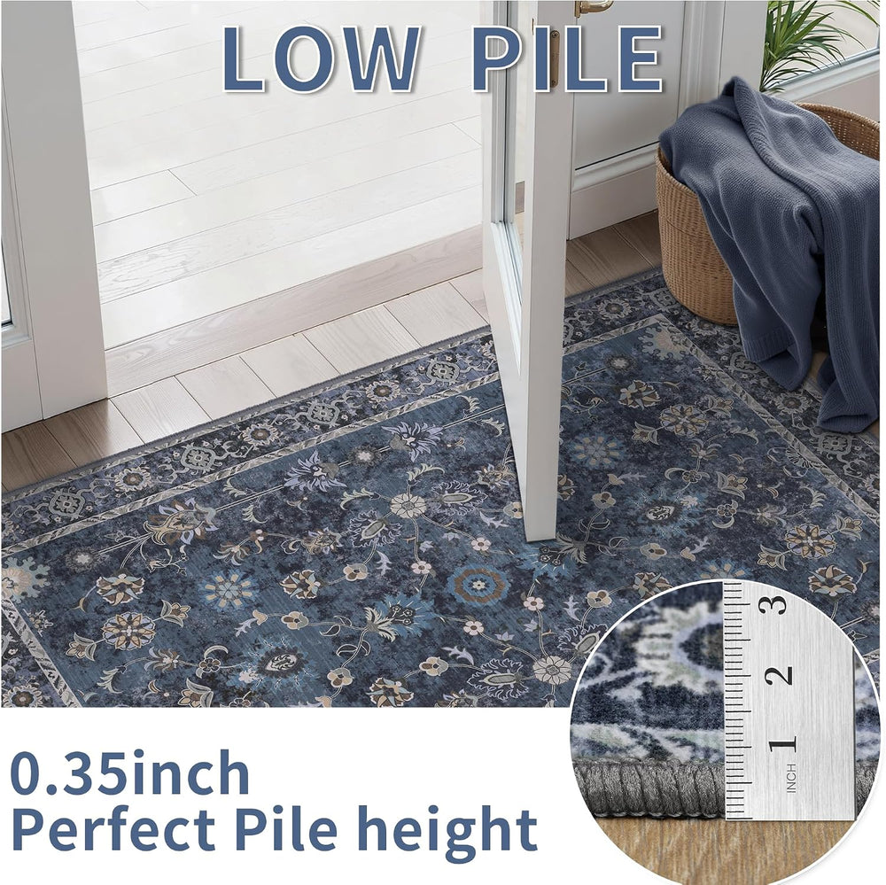Tangsoo 9x12 Large Blue Area Rug for Living Room,Non Slip,Machine Washable