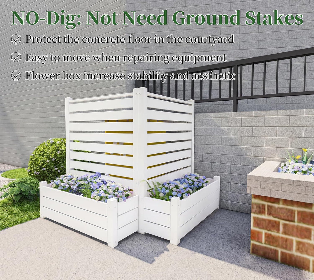 No-Dig Air Conditioner Fence 36" W X 45" H White Vinyl Privacy Fenc...