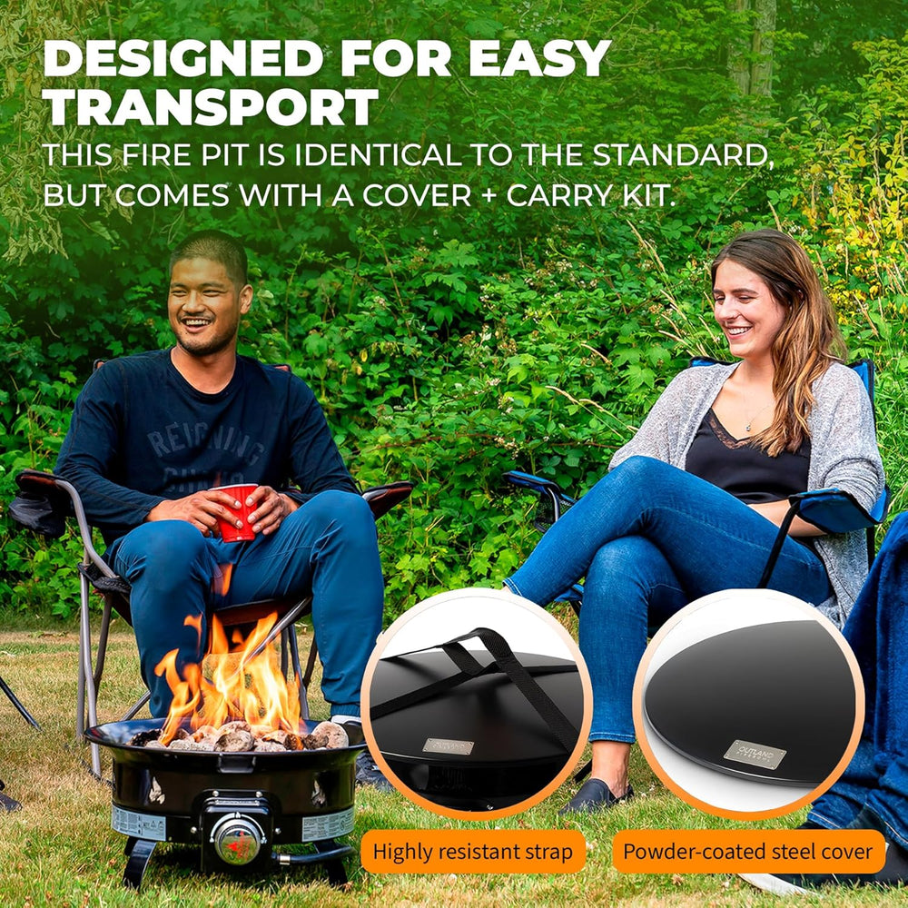 Outland Living Portable Propane Fire Pit, 19-inch, 58,000 BTU with Fire Pit C...