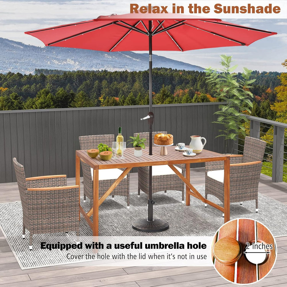 Tangkula 67" Acacia Wood Outdoor Dining Table for 6, Rectangle 6-Person ...