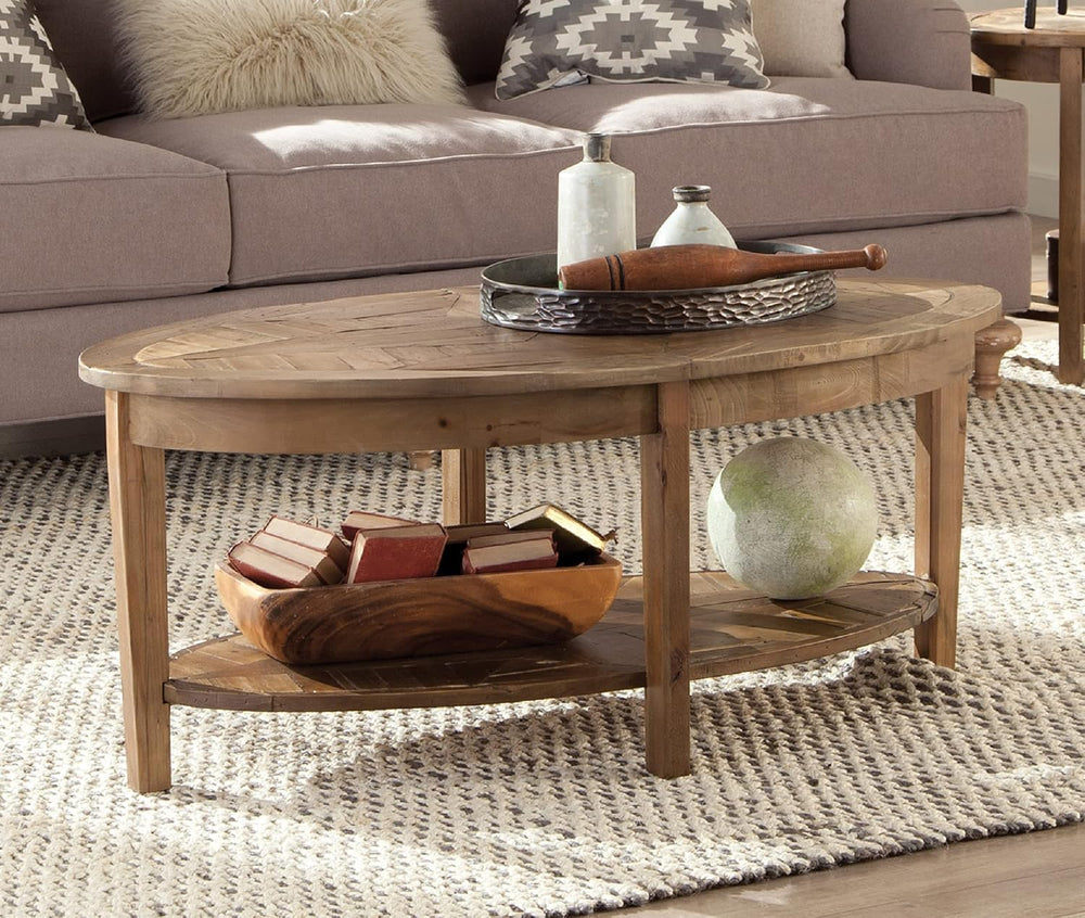 Alaterre Furniture Revive Oval Coffee Table, Natural, 48” x 24” x 18”
