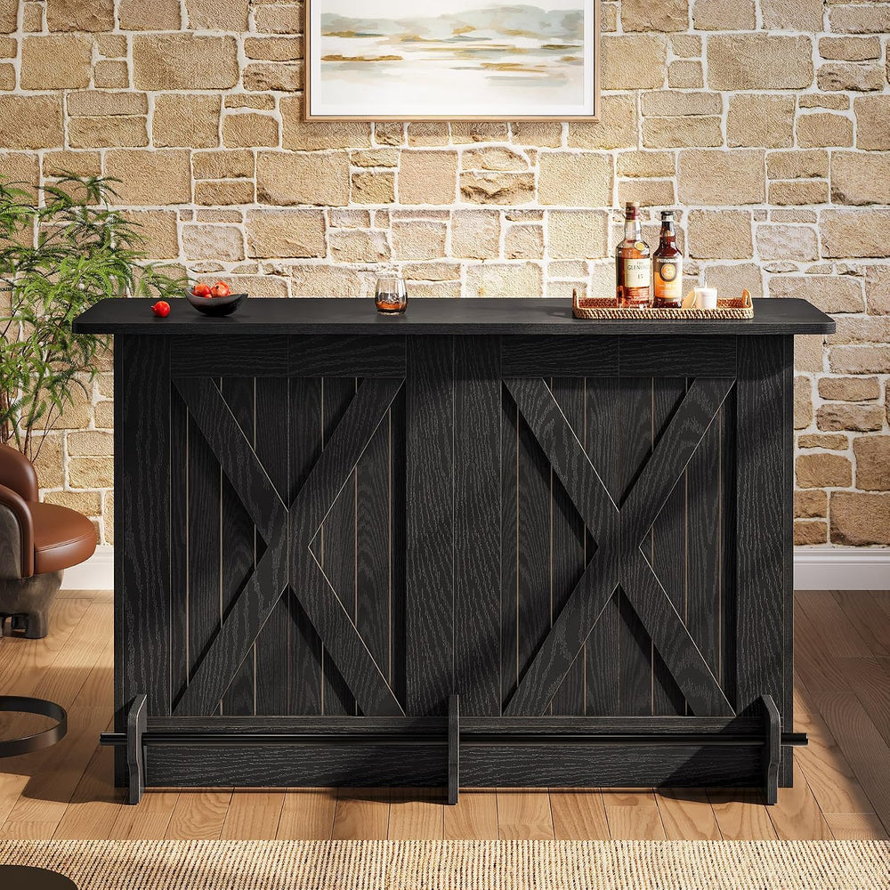 Tribesigns 63'' Bar Table, 2-Tier Bar Cabinet Pub Table with Footrest