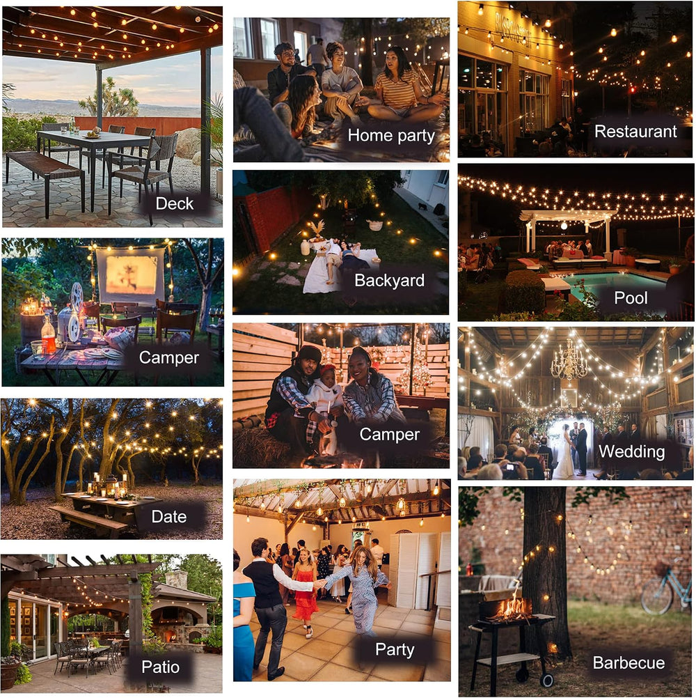 White Outdoor String Lights Waterproof 100FT Patio Lights for Wedding Yard