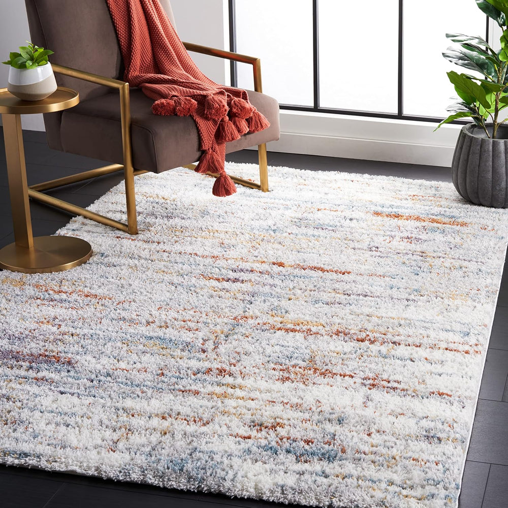 SAFAVIEH Berber Shag Collection Area Rug - 6'7" x 9', Blue Rust ...