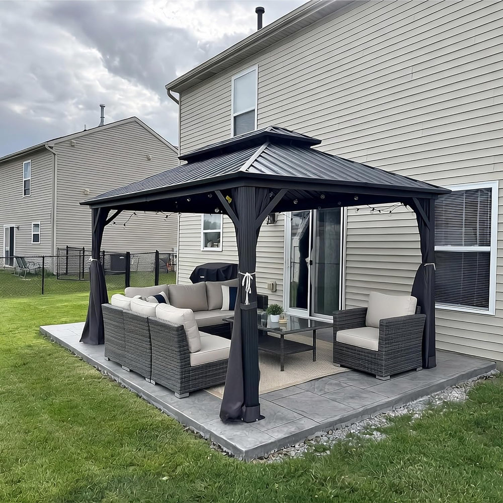 PURPLE LEAF Patio Hardtop Gazebo 10' x 14' Aluminum 3.9" Thick P...