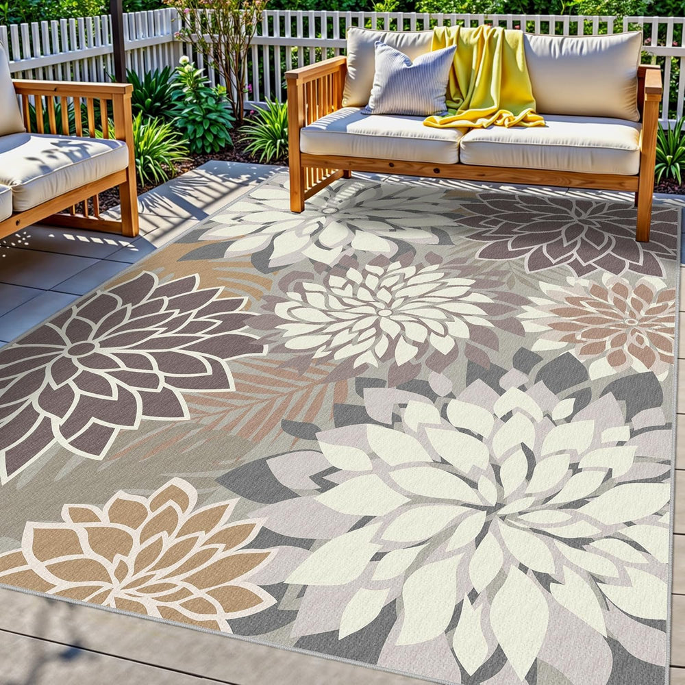 Arenarug Outdoor Rug Waterproof, Washable Patio Rug for Deck, 8x10, Taupe