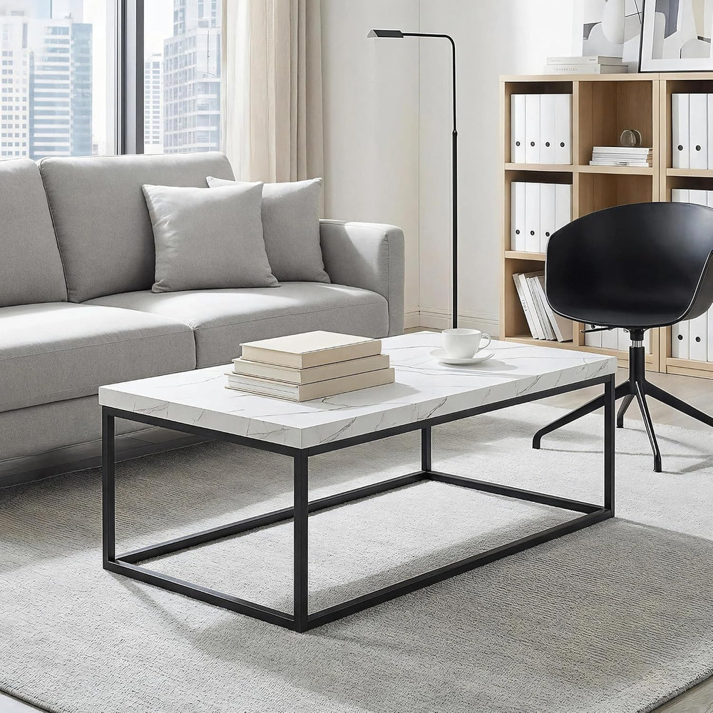 CENSI 47-Inch White Marble Coffee Table/Center Table, Large Size