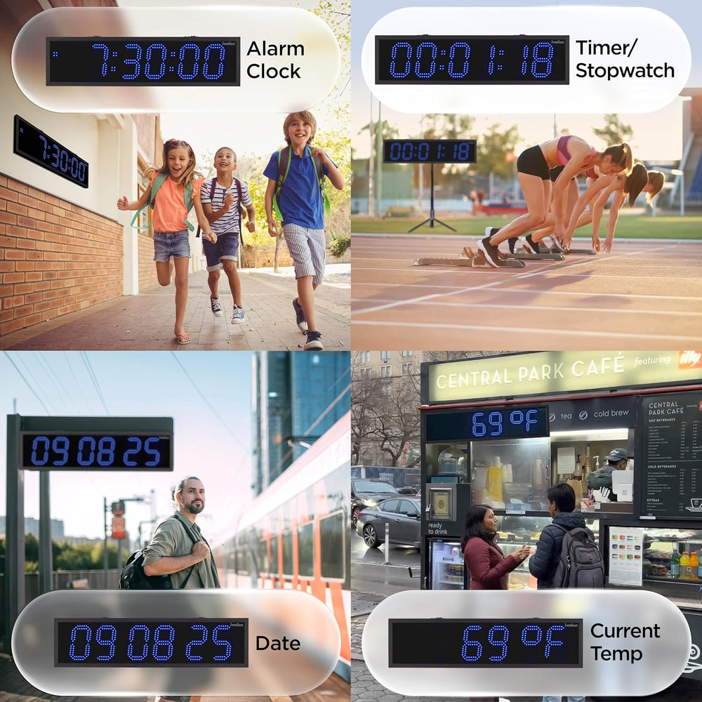 Ivation Large Outdoor Waterproof Digital Clock w/Big Display & Timer, 36&...