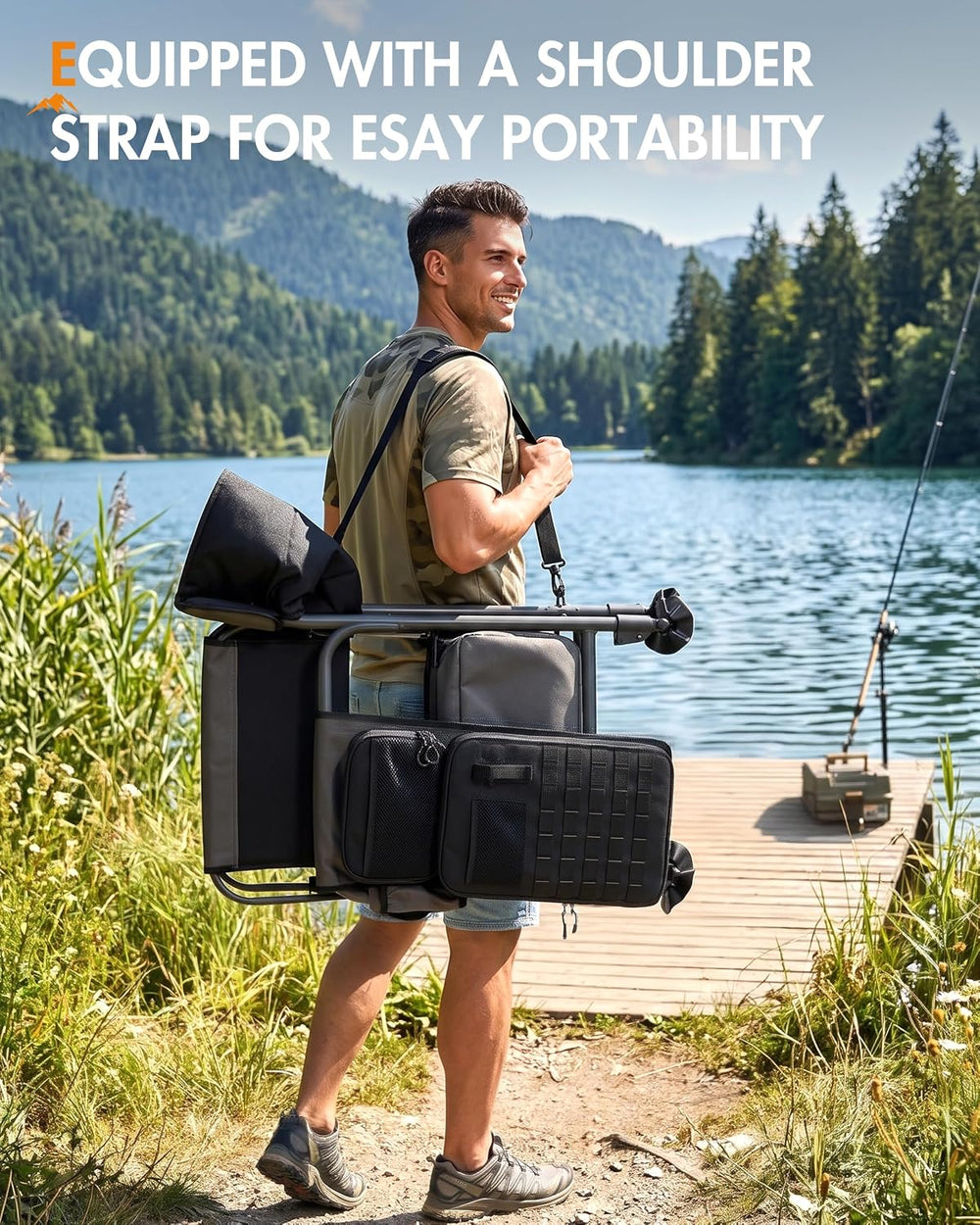 Portal Fishing Chair with Rod Holder,Folding Camping Chair