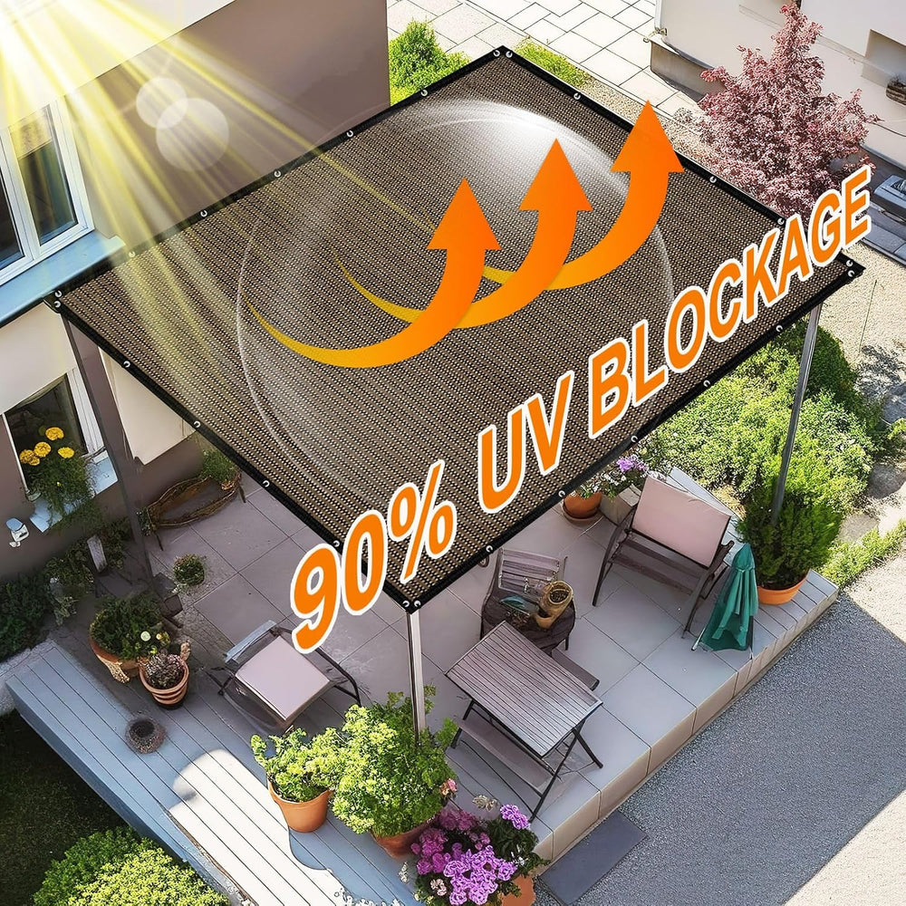 Artpuch 90% Sun Shade Cloth, 10 x 12 FT Pergola Shade Cover Canopy with Gromm...