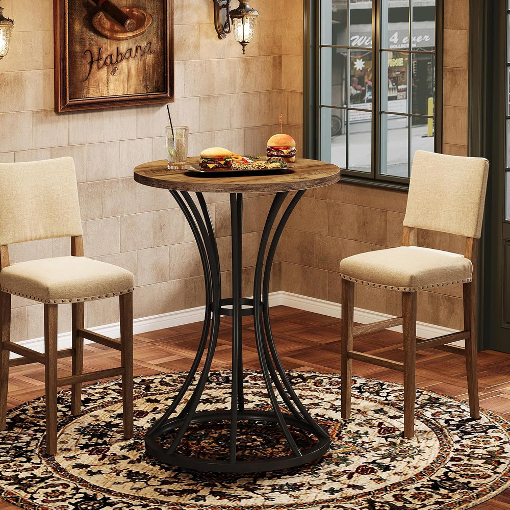 Tribesigns 37.4" H Bar Table, Round Bar Table with Curved Metal Base, Ba...