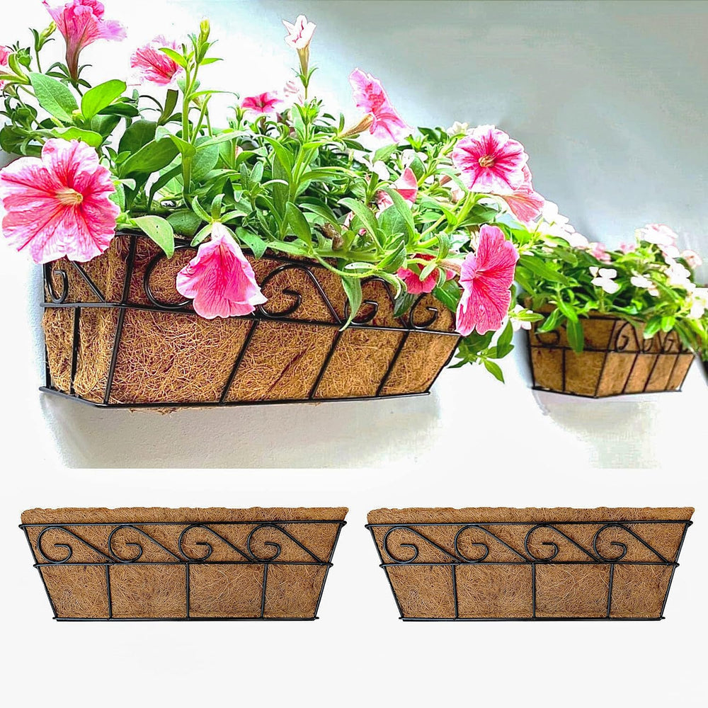 LaLaGreen Wall Planters for Outdoor Plants (2 Pack, 16 Inch) Window Flower Bo...