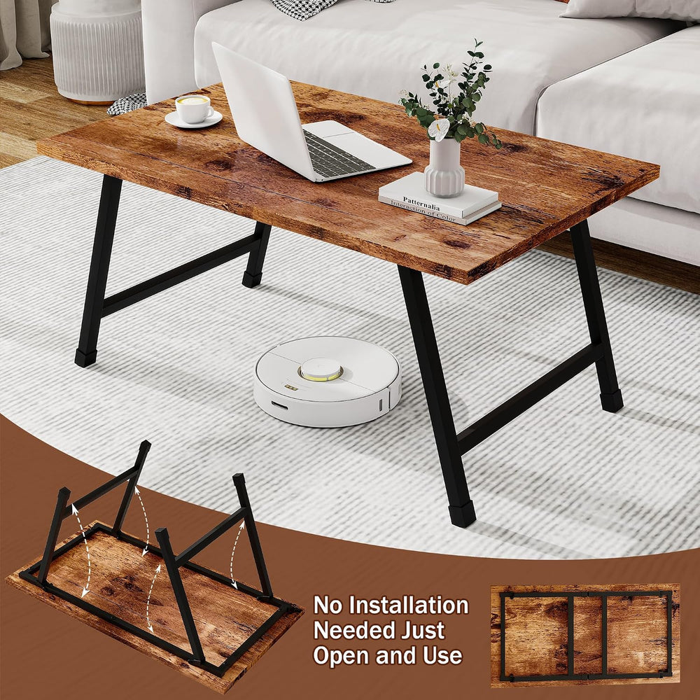 Rectangular Folding Coffee Table Perfect for Small Spaces Brown
