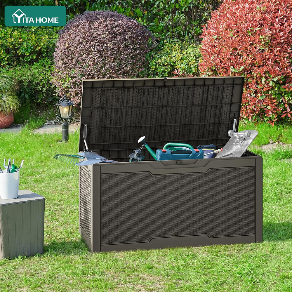 YITAHOME 100 Gallon Large Resin Deck Box Outdoor Storage Boxes for Patio