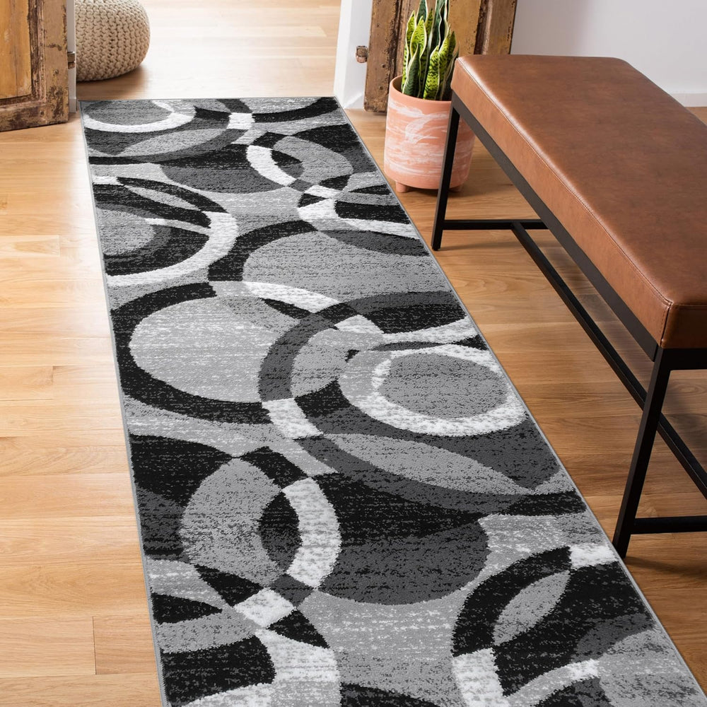 Rugshop Abstract Circles Contemporary Living Room Runner Rug Gray 2'7&quo...