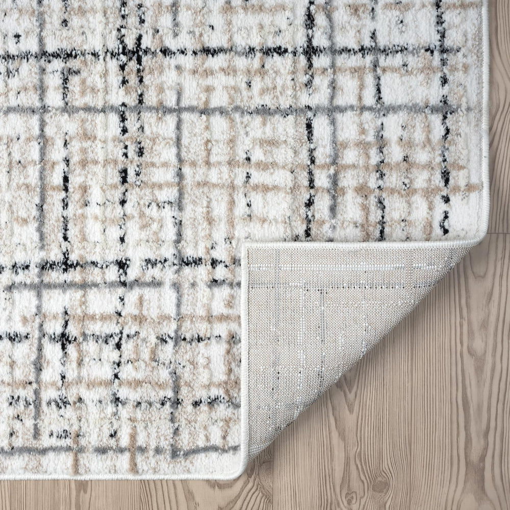 Abani Grey Area Rug for Living Room, Bedroom - Crosshatch Pattern- 4' x 6...