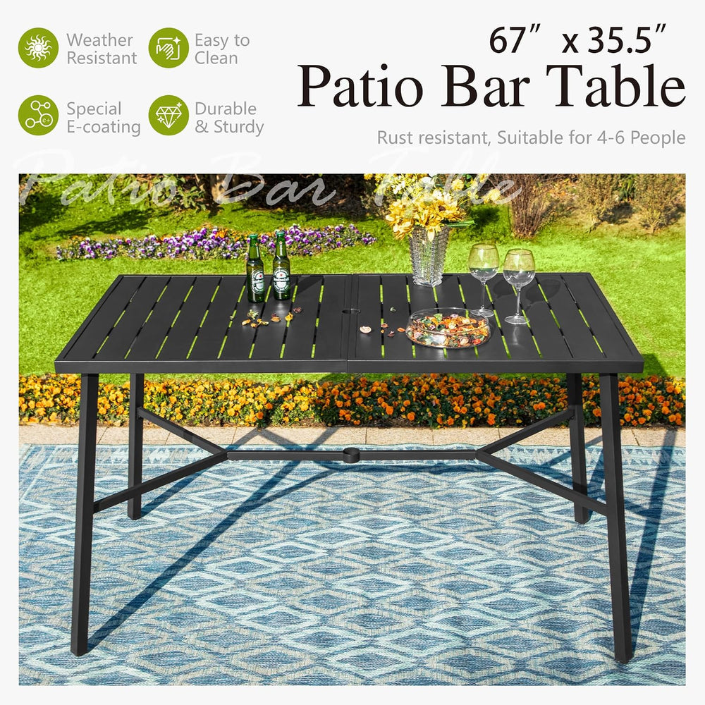Sophia & William Outdoor Bar Height Table, 67”L x 35.5”W x 39.7”H