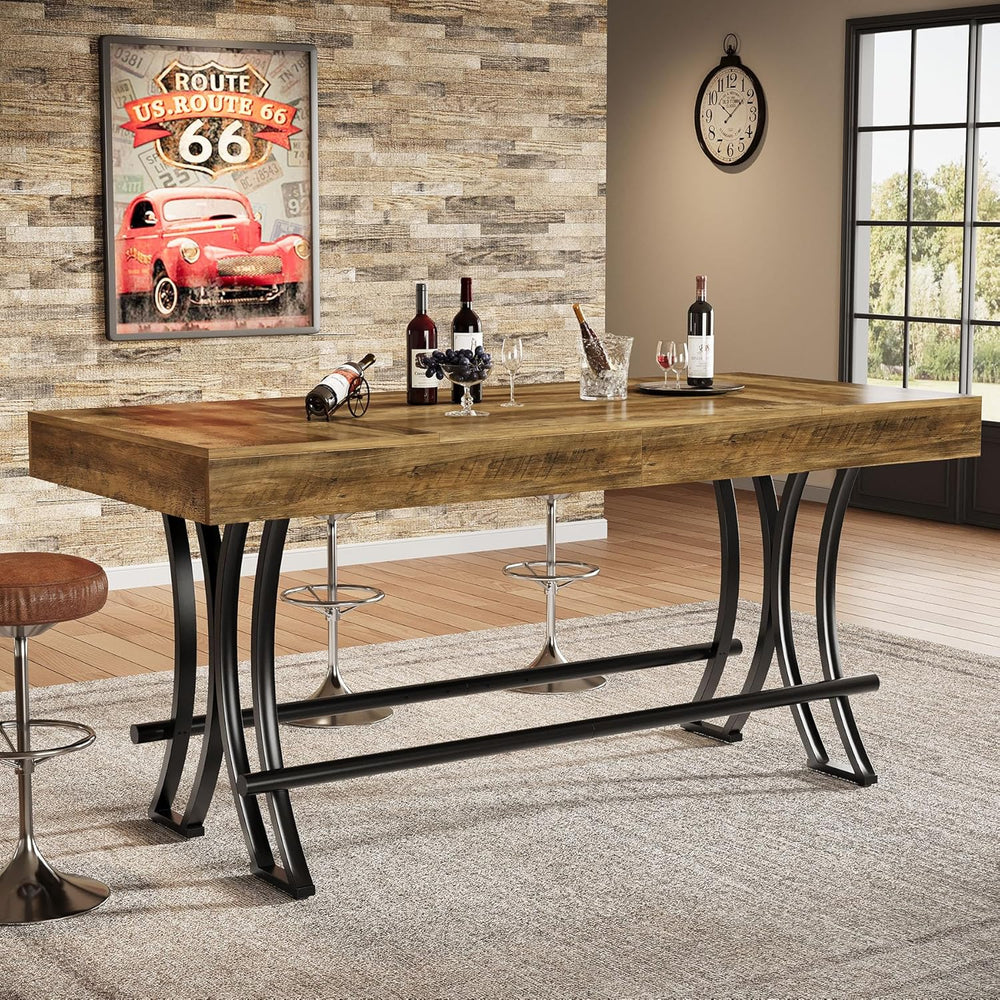 Tribesigns 63" Counter Height Bar Table with Metal Footrest, Rectangular...