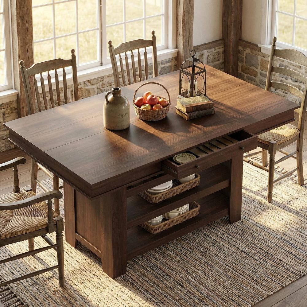 Garvee Counter Height Dining Table with 2 Drawers, 36" Farmhouse Wooden ...