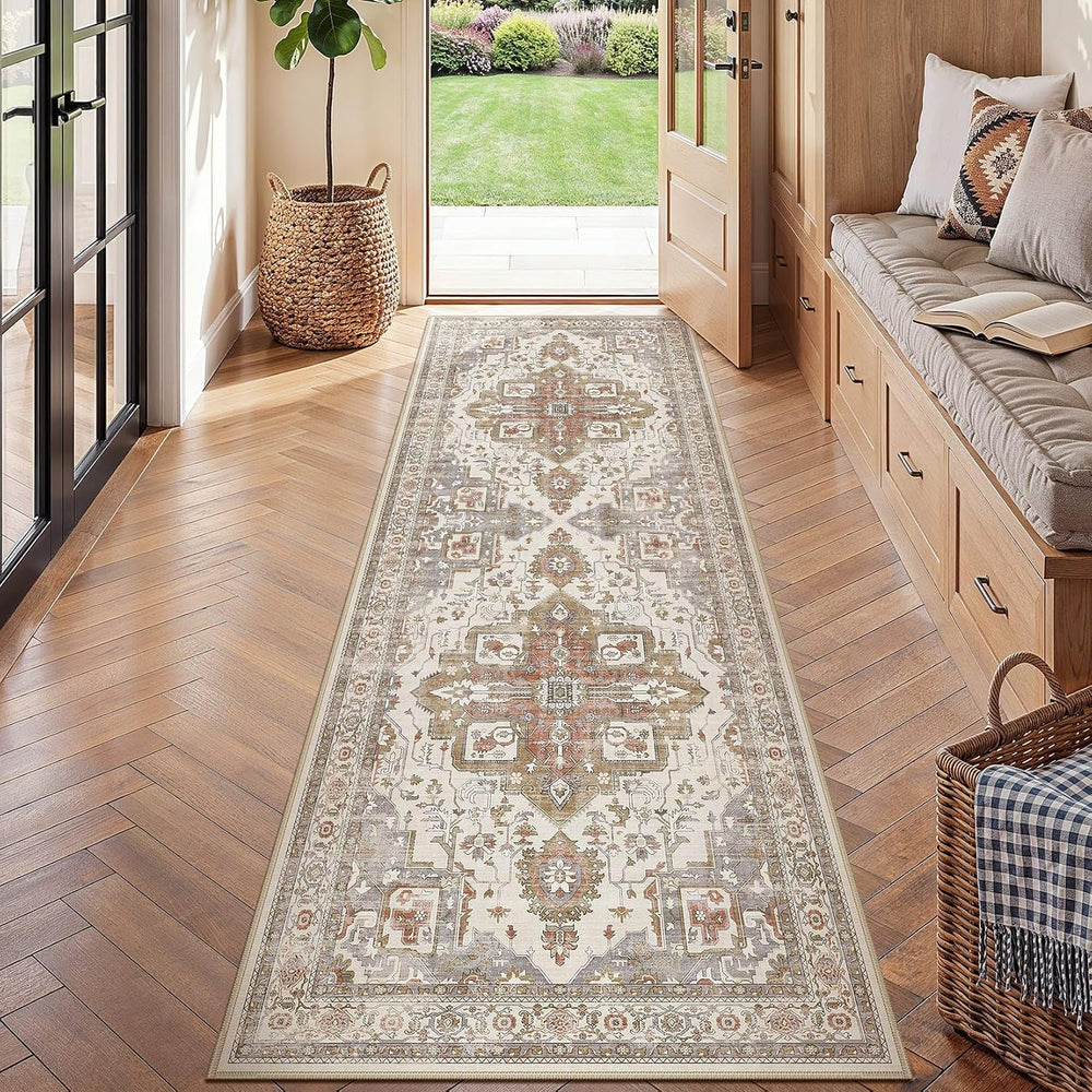 Vintage 2x6 Hallway Runner Rug for Entryway, Non-Slip, Golden Taupe