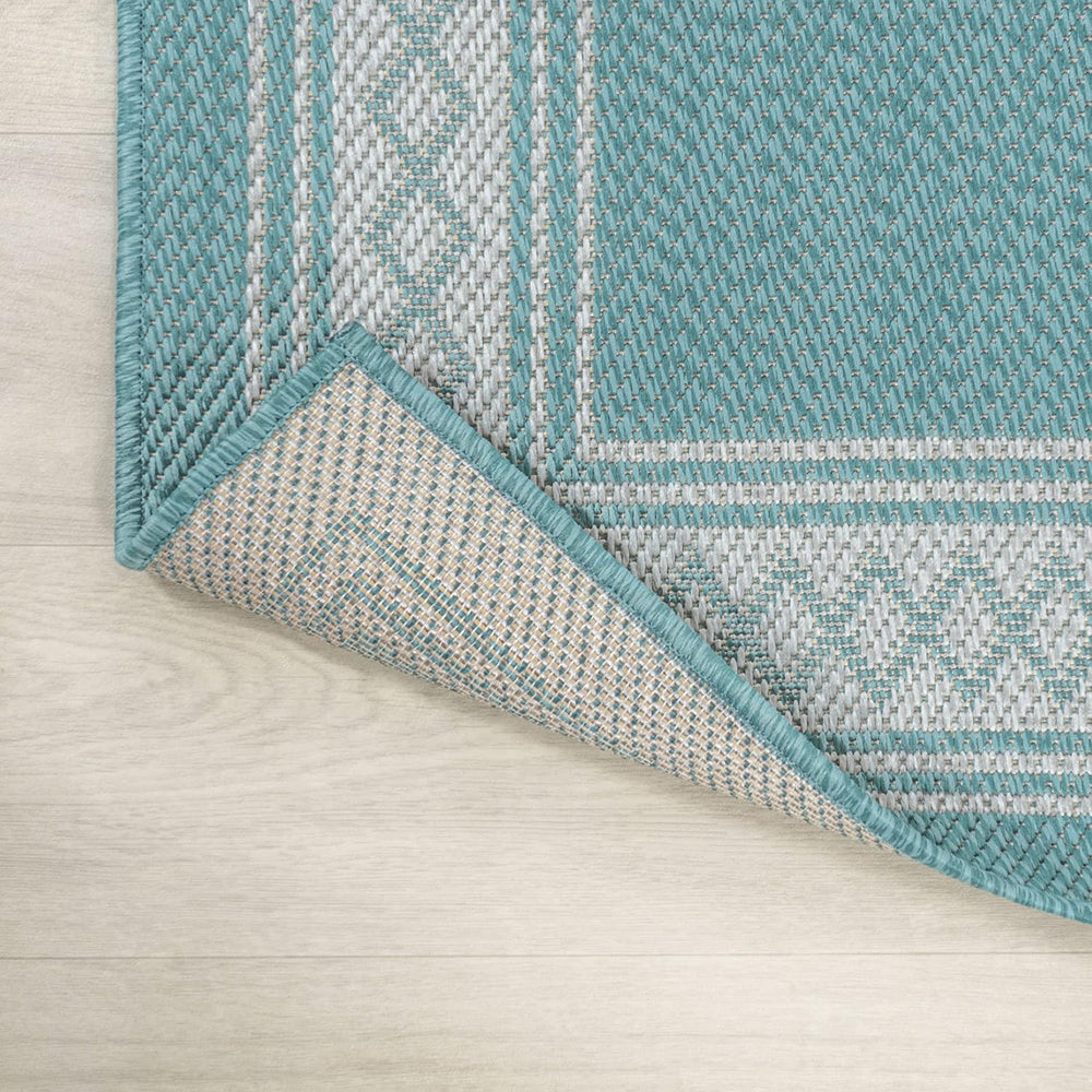 JONATHAN Y Diamond Border Indoor Outdoor Area Rug 3X5 Aqua/Light Gray, Lucia ...