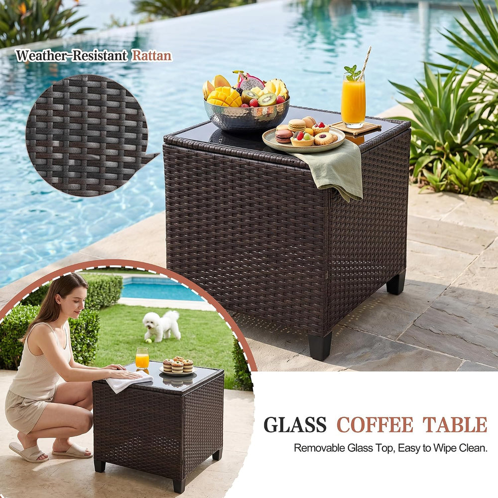 Vongrasig Patio Chair with Ottoman, 5 Pieces Patio Furniture Set Small Balcon...