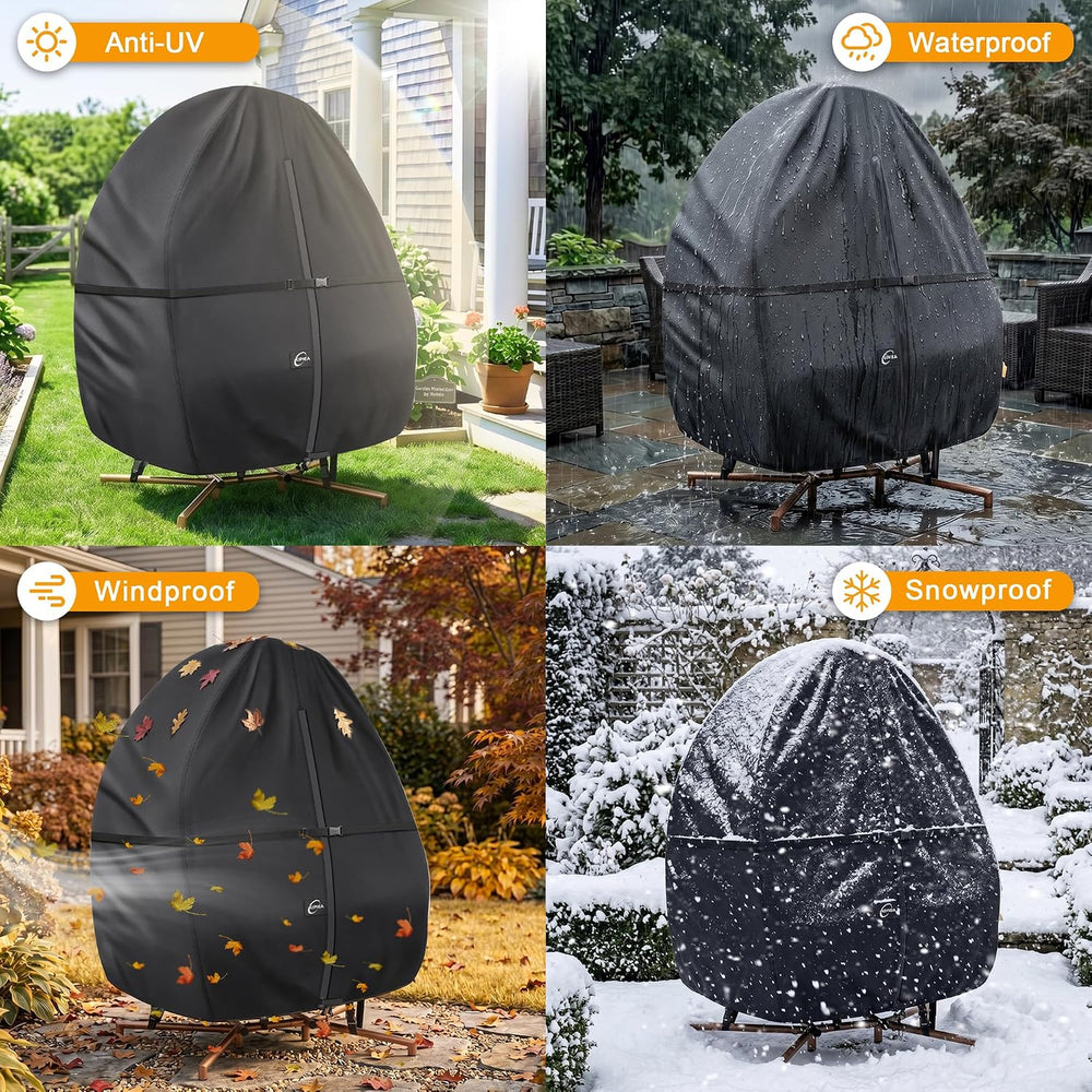 Kipiea Patio Egg Chair Covers Waterproof, 500D Upgraded Outdoor Hanging Egg C...
