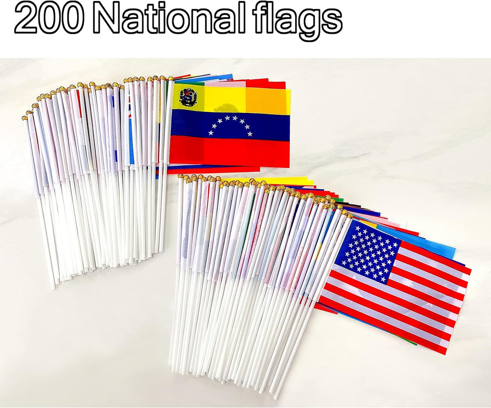 WEITBF 200 Countries International Flags of the World Small Mini Hand Held Fl...