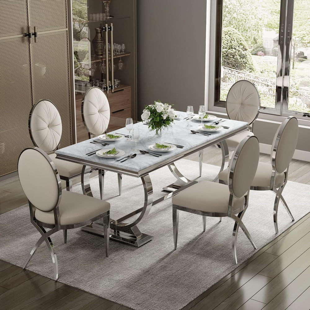 Dining Table, 70" Rectangular Modern Kitchen and Dining Room Table with ...