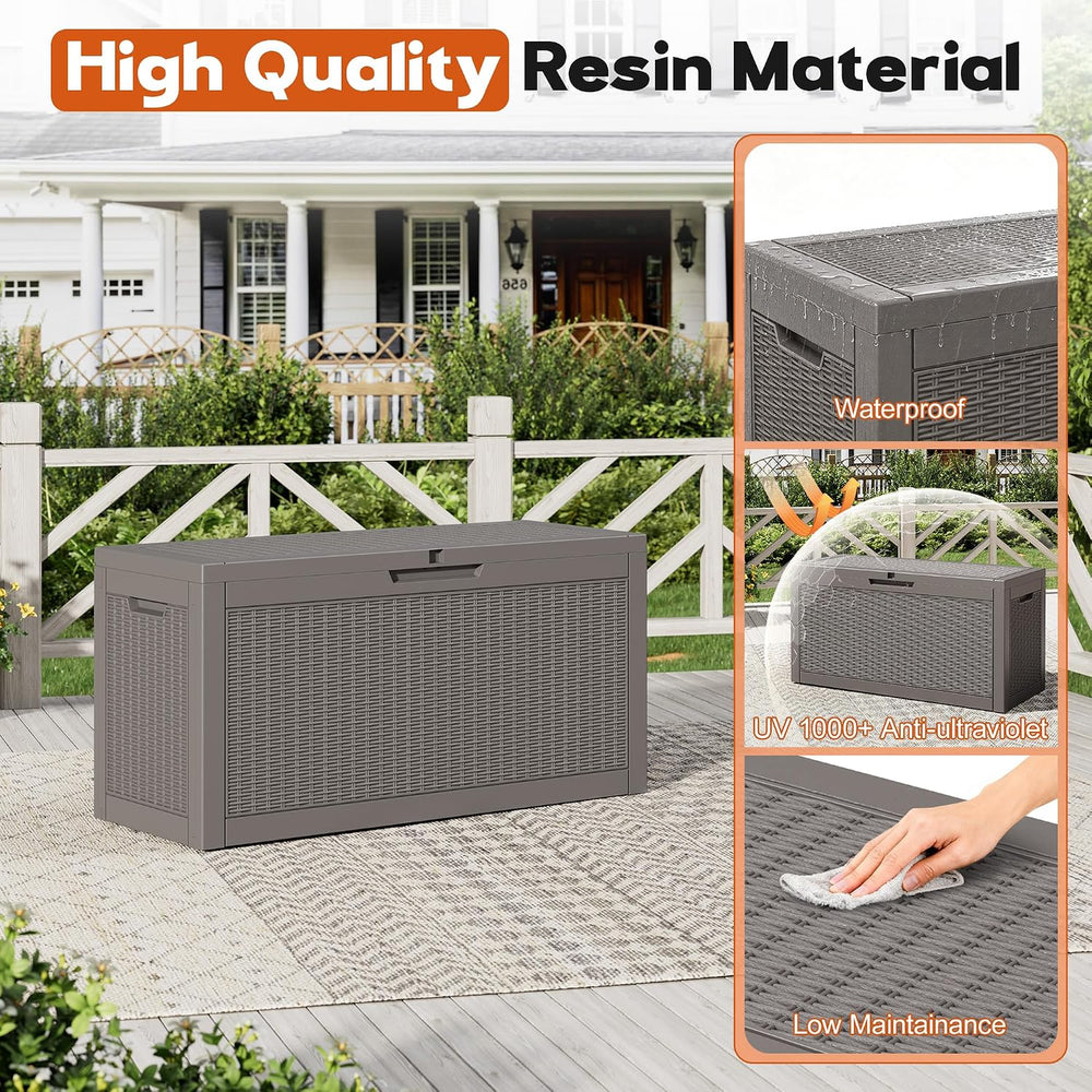 Outdoor Deck Storage Box, Waterproof,Grey,72 Gallon