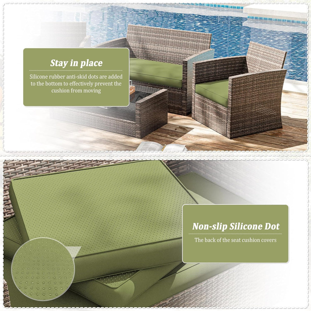 3 Pcs Outdoor Cushion Covers, Patio Cushion Covers Replacement Fit for 4-Seat...