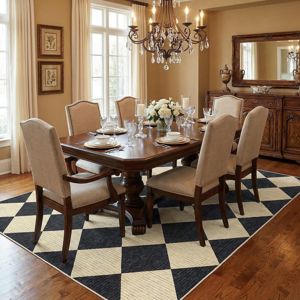 GarveeHome 5x7 Checkered Area Rug Black and Brown Washable Living Room Rug