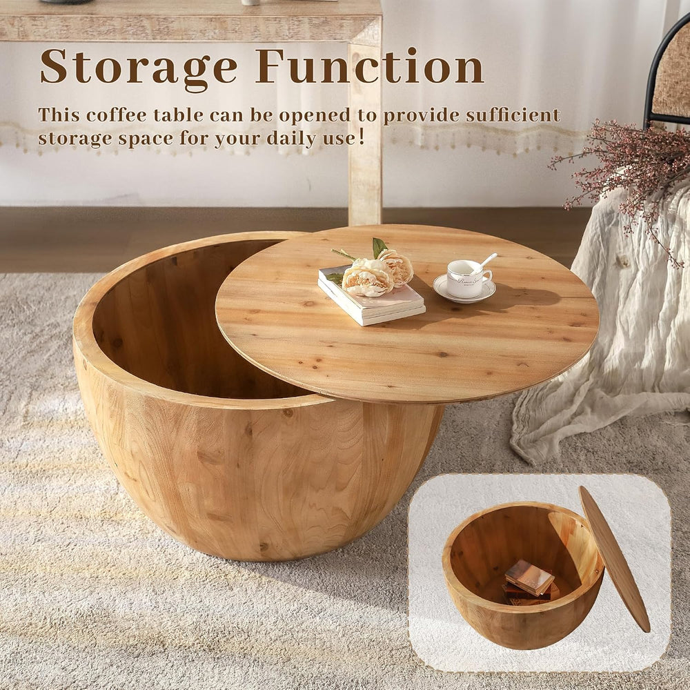 31.50" Coffee Table with Storage, Round Drum Coffee Table for Office, Di...