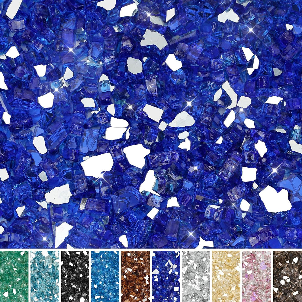 Skyflame 15LB Fire Glass for Propane Fire Pit, 1/2 Inch Cobalt Blue