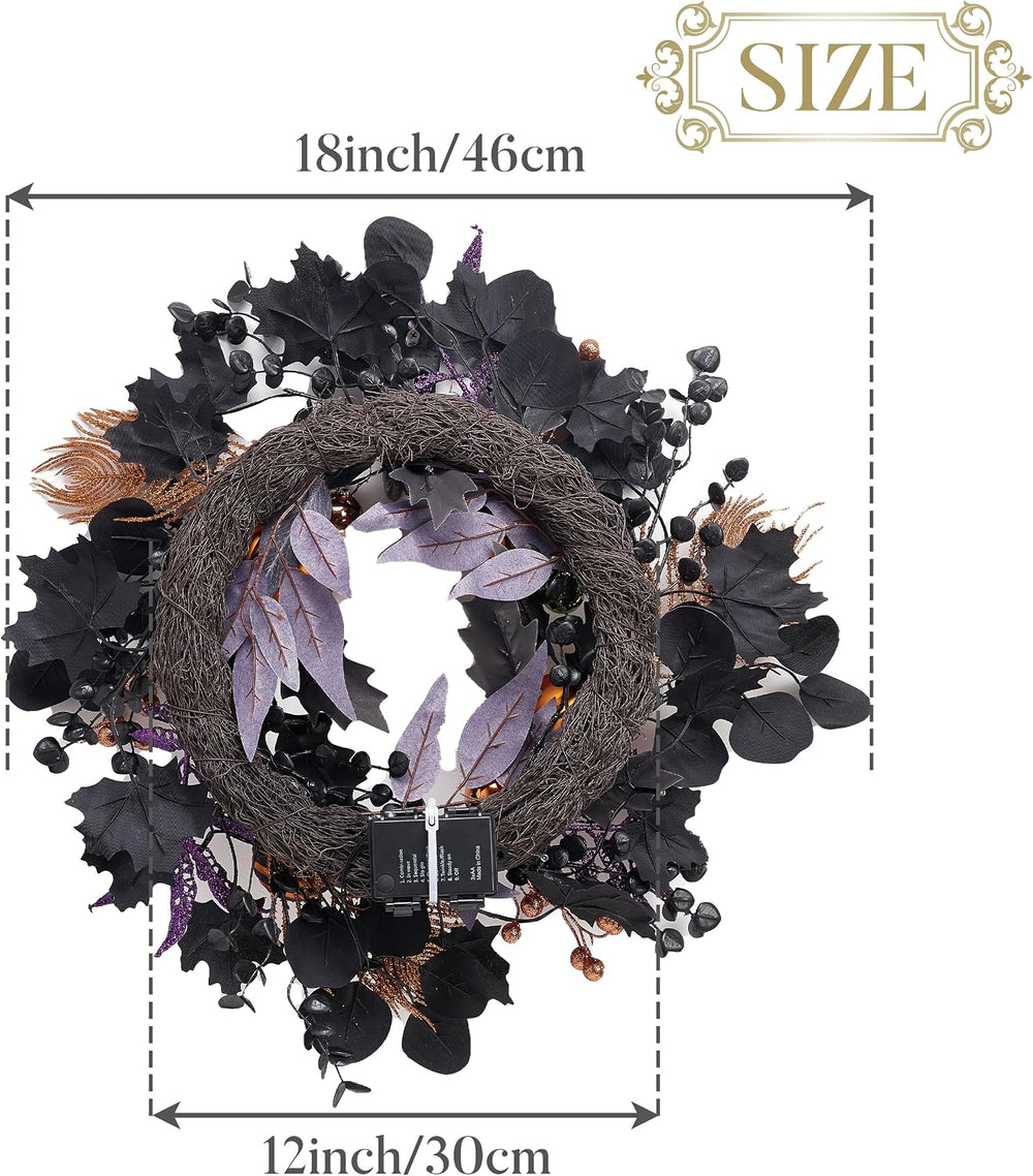 Valery Madelyn 18" Pumpkin Halloween Wreath for Front Door Decor