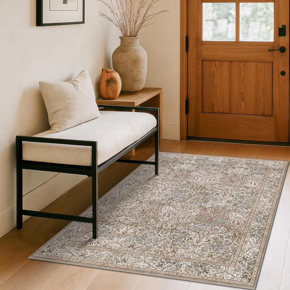 Vintage 4x6 Entryway Rug, Washable Area Rugs for Mudroom, Bedside Rugs Bedroo...