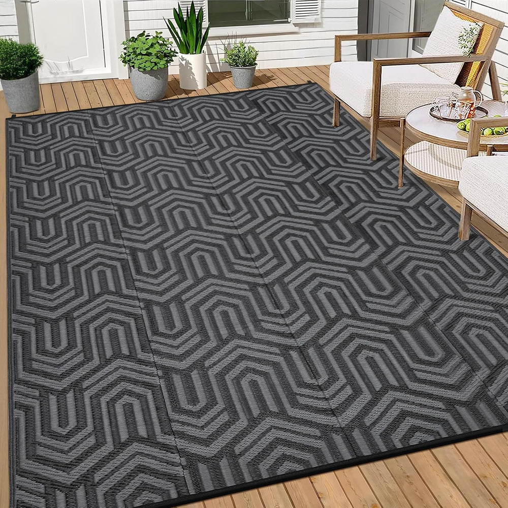 Garvee Outdoor Rug 9x12 ft Waterproof Reversible Patio Mat