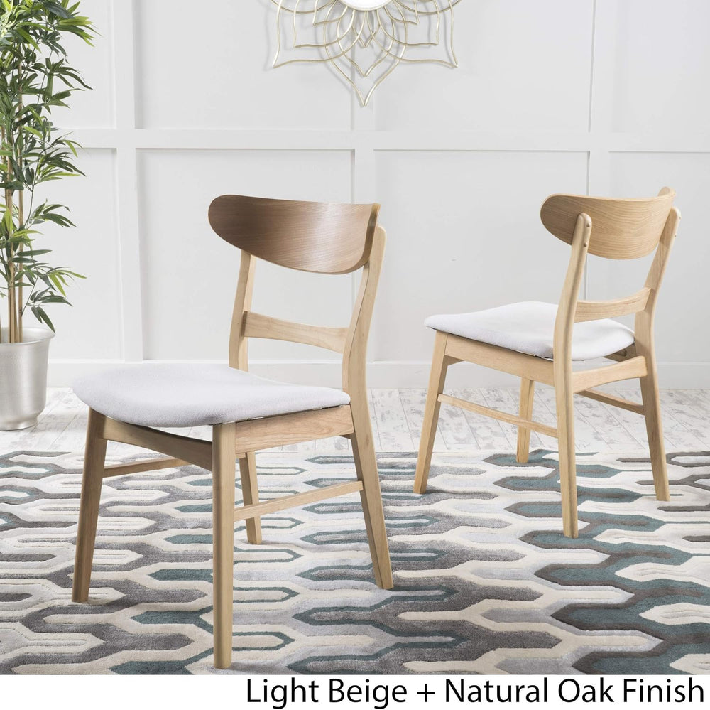 Christopher Knight Home Idalia Dining Chairs, 2-Pcs Set, Light Beige / Oak Fi...
