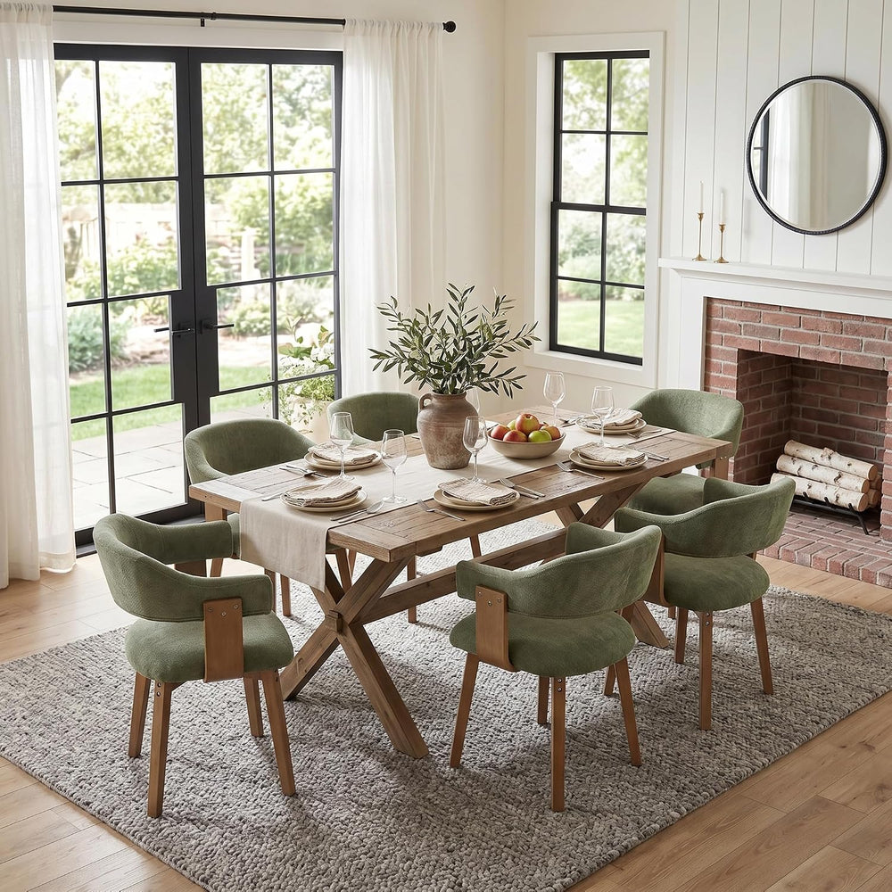ROCITY Green Dining Chairs Set of 4 Upholstered Dining Room Chairs, Mid Centu...