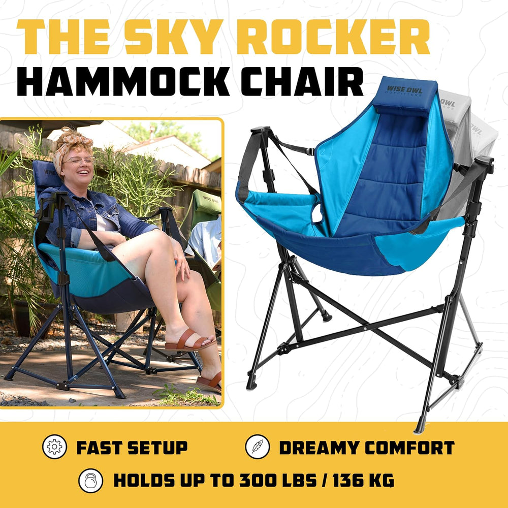 Wise Owl Outfitters Hammock Camping Chair for Adults, Adjustable, Blue