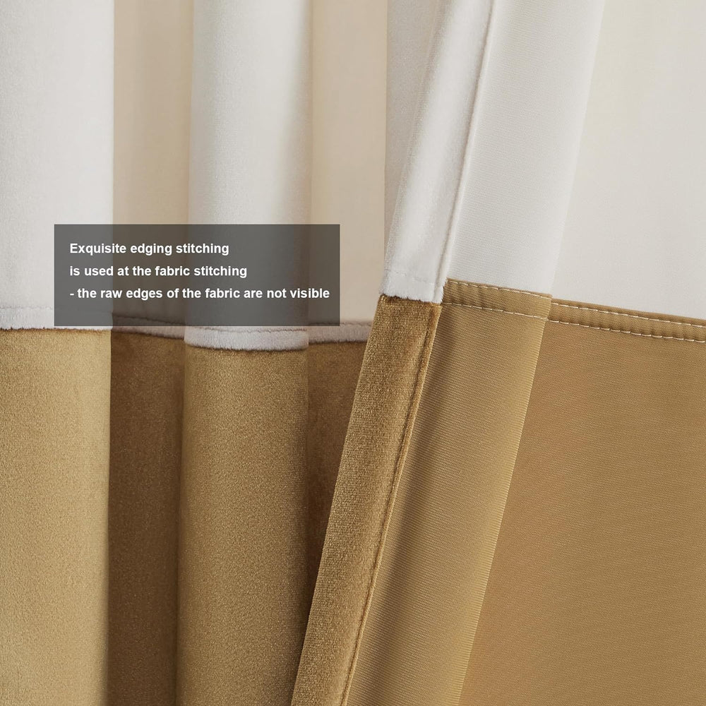 BULBUL Luxury Cream Gold Curtains 96 inches for Modern Living Room