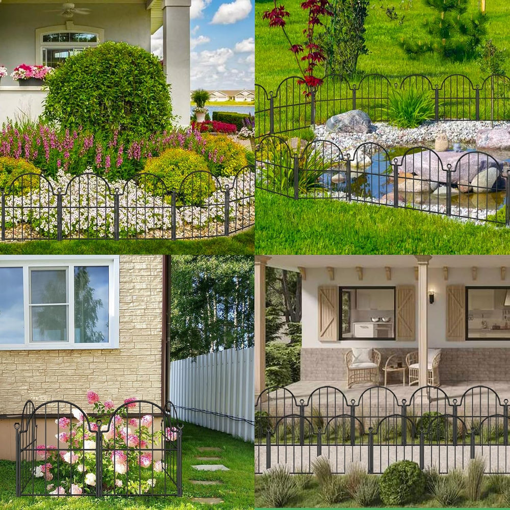 30 Pack Decorative Garden Fence, 17in (H) x 32ft (L), with Ground Stake