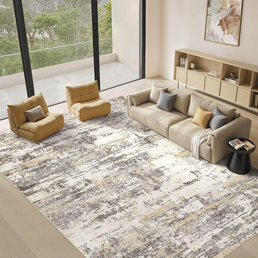 6x9 Area Rugs Abstract Washable Living Room Rug, Gold Brown